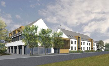 Außenperspektive des Wohn- und Geschäftshauses im Helleweg, Isernhagen