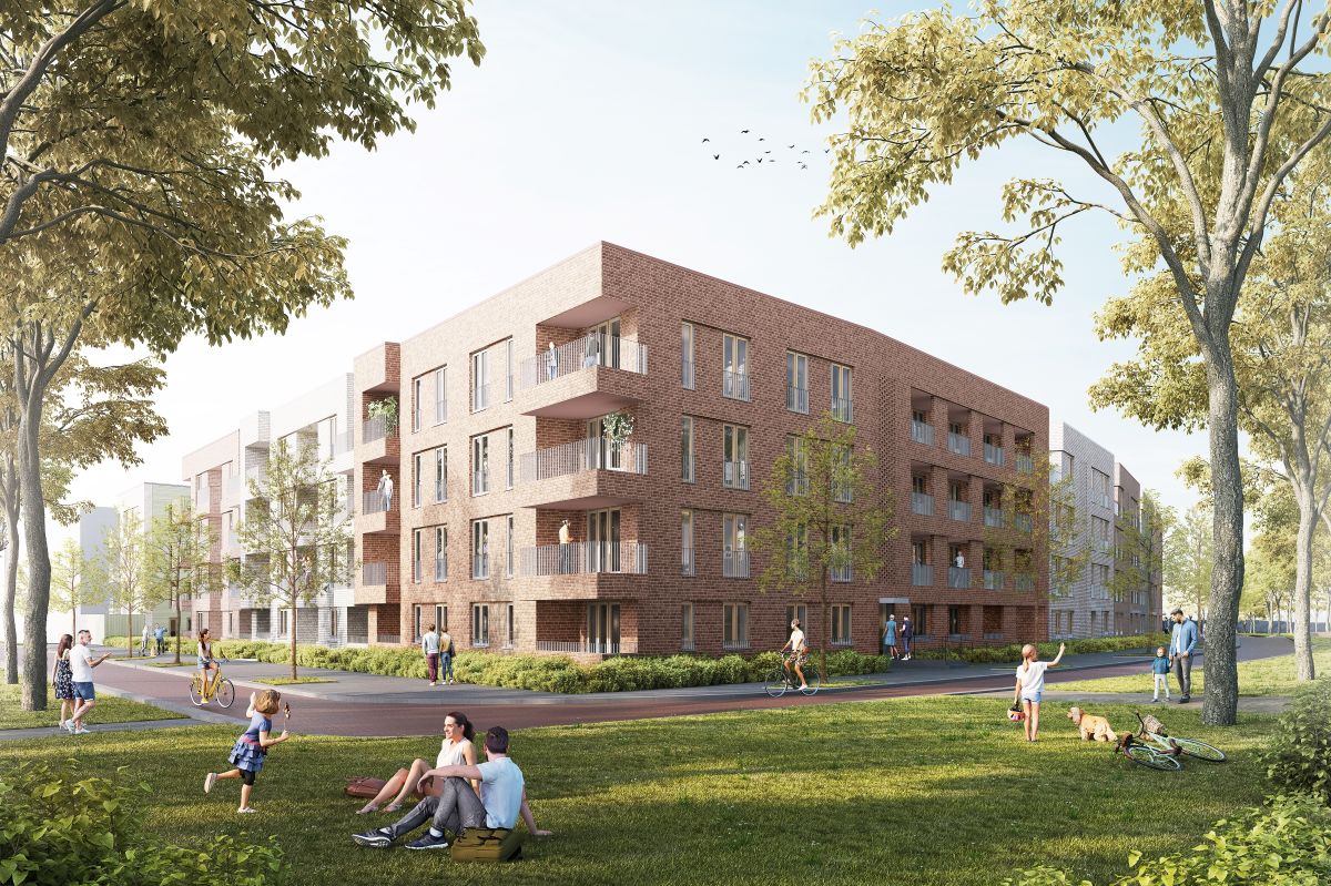 Perspektive der Stadterweiterung Kronsberg Süd im Baufeld C5